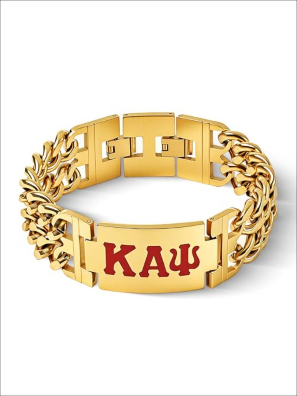 Heavy Engraved Greek Letter Bracelet Stainless Steel Adjustable